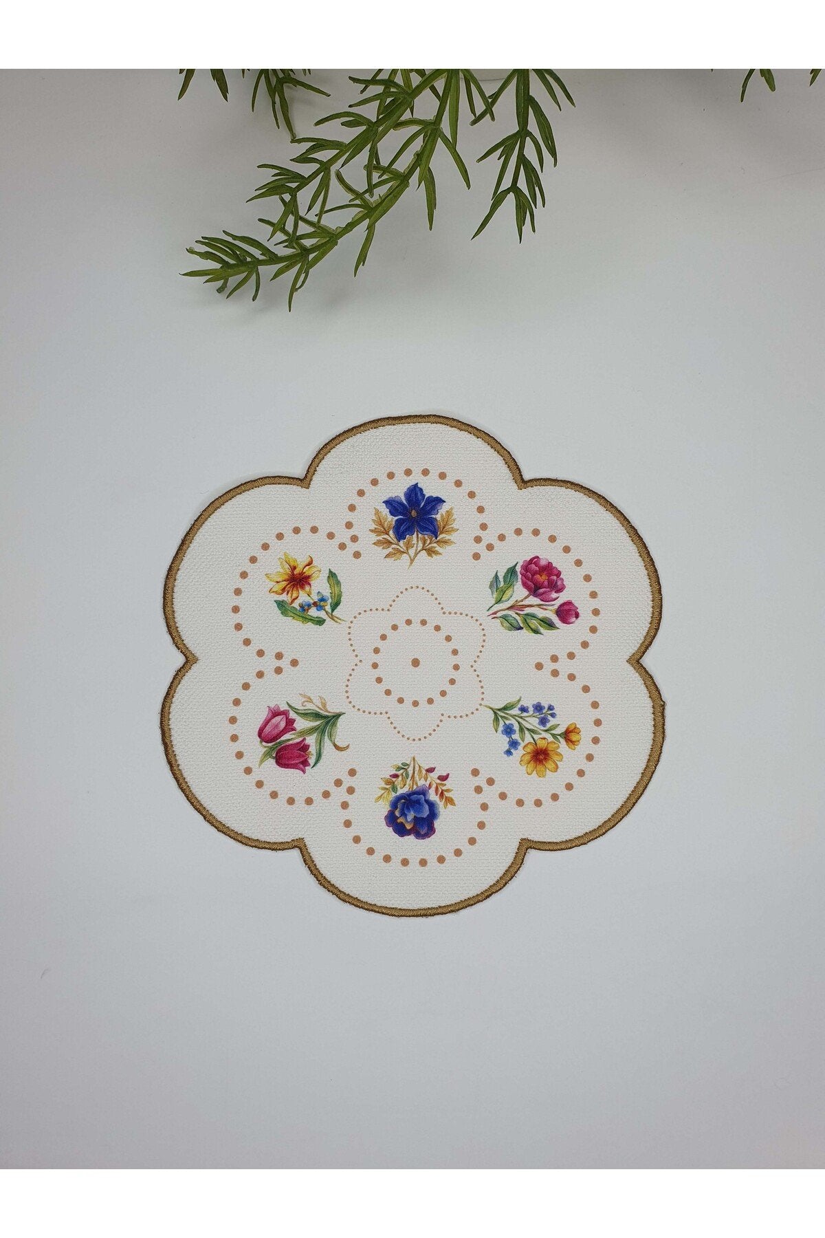 Vintage Floral Scallop Kokteyl Peçetesi 1 Adet 16 x 16