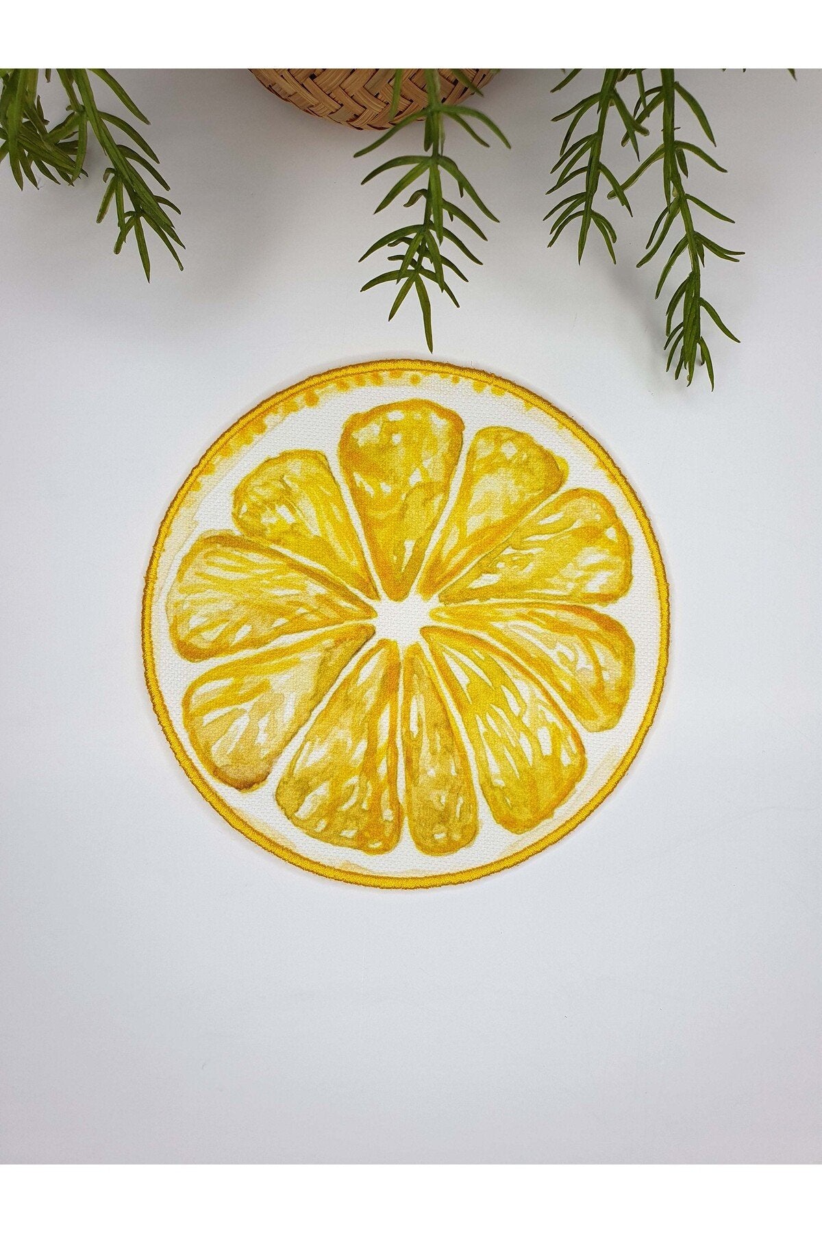 Sulu Limon Dilimi Desenli Sarı Nakışlı Kokteyl Peçetesi 1 Adet