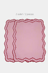 Tableau Pembe Toile Desenli Kırmızı Nakışlı Amerikan Servis 43x35cm 2 Adet