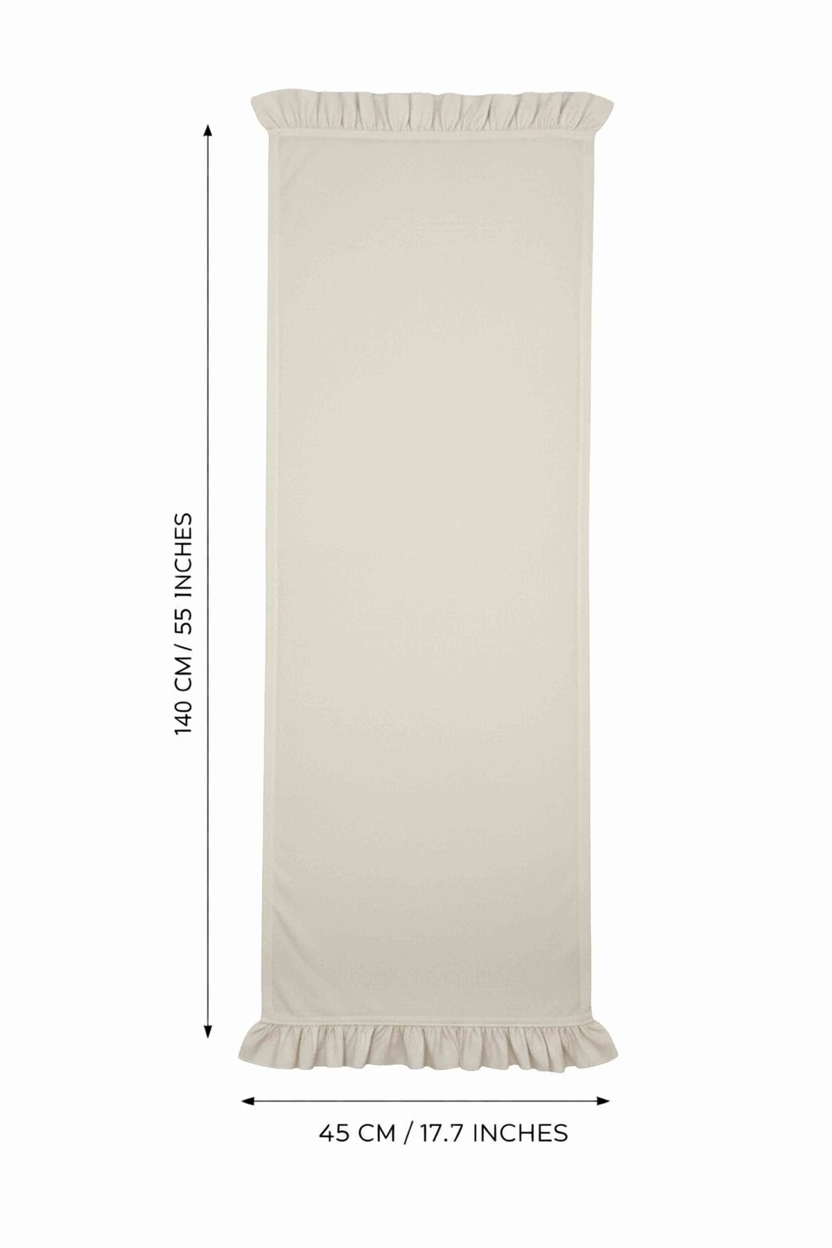 Dekoratif Fırfırlı Ekru Runner – Su İtici Pamuk Karışımlı 140x45 cm