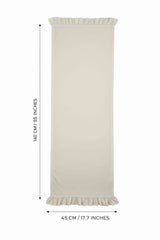 Dekoratif Fırfırlı Ekru Runner – Su İtici Pamuk Karışımlı 140x45 cm