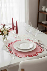 Bloom Pembe Kumaş Kırmızı Nakışlı Amerikan Servis 39x39 cm- 1 Adet