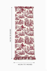 Dekoratif Fırfırlı Bordo Toile Runner – Su İtici Pamuk Karışımlı 140x45 cm