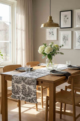 Dekoratif Fırfırlı Gri Toile Runner – Su İtici Pamuk Karışımlı 140x45 cm