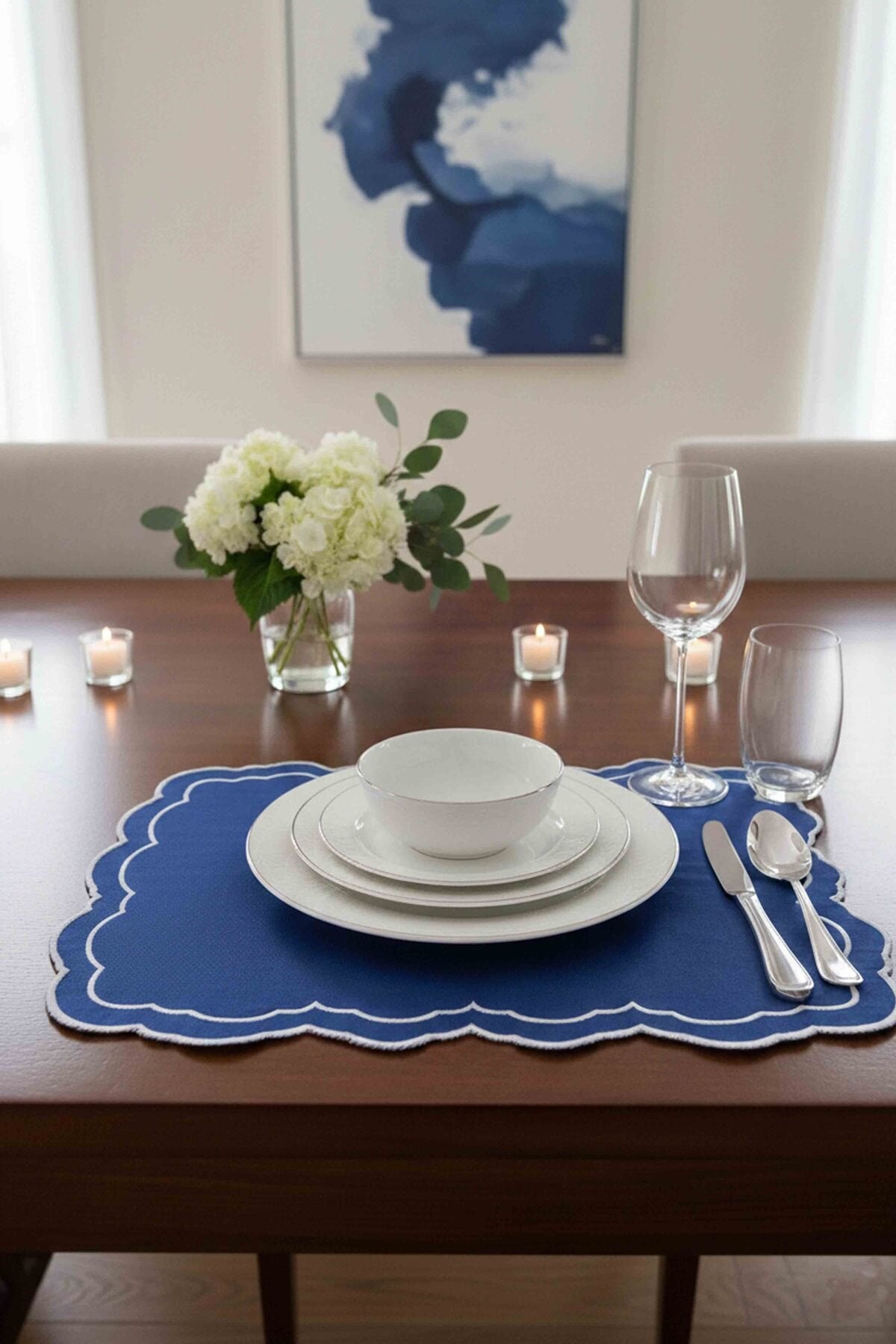 Tableau Sax Toile Desenli Pembe Nakışlı Amerikan Servis 43x35cm 2 Adet