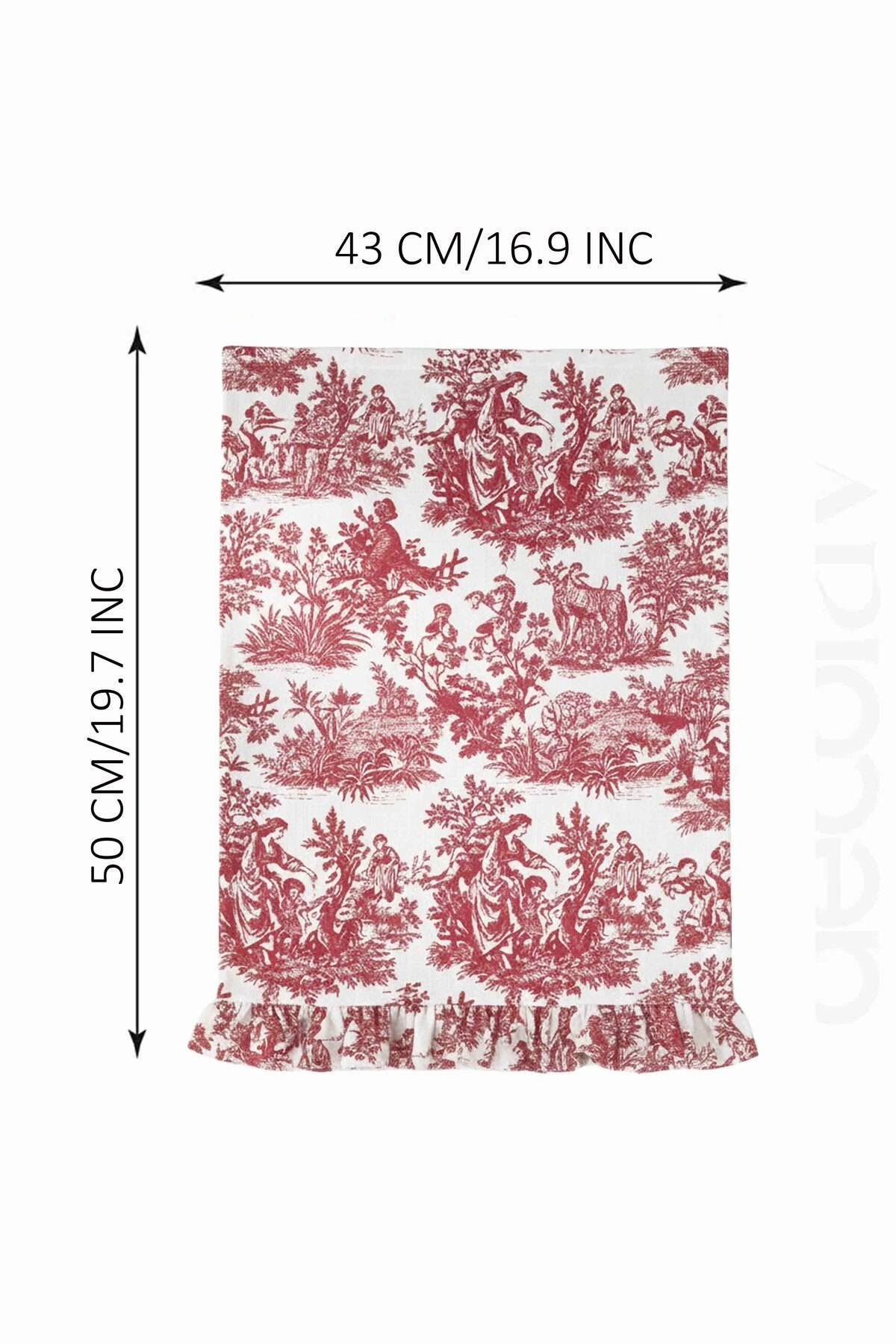 Dekoratif Fırfırlı Bordo Toile Fırın Örtüsü – Su İtici Pamuk Karışımlı 43x50 cm