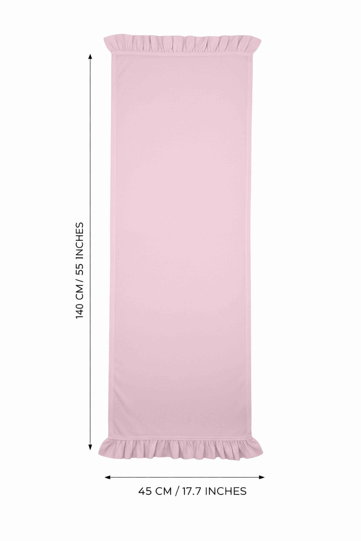 Dekoratif Fırfırlı Pembe Runner – Su İtici Pamuk Karışımlı 140x45 cm