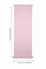 Dekoratif Fırfırlı Pembe Runner – Su İtici Pamuk Karışımlı 140x45 cm