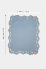 Tableau Mavi Toile Desenli Beyaz Nakışlı Amerikan Servis 43x35cm 2 Adet