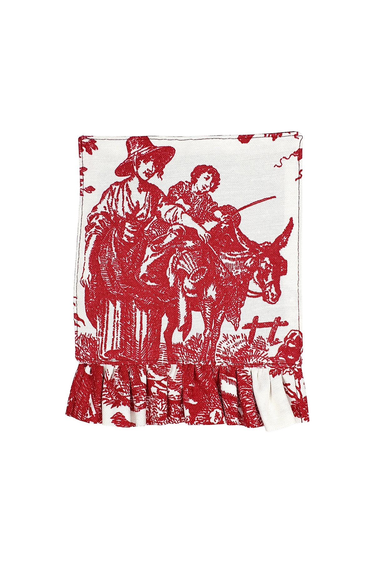 Bordo Toile Desenli Fırfır Detaylı Çift Taraflı Kokteyl Peçetesi 1 Adet