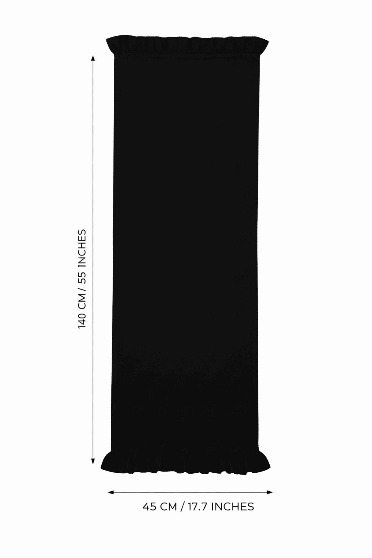 Dekoratif Fırfırlı Siyah Runner – Su İtici Pamuk Karışımlı 140x45 cm
