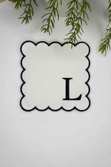 L Harfi Siyah Nakışlı Monogram Patch Kumaş Kokteyl Peçetesi 1 Adet - Decofav | Kırlent, Sofra Tekstili, Kumaş
