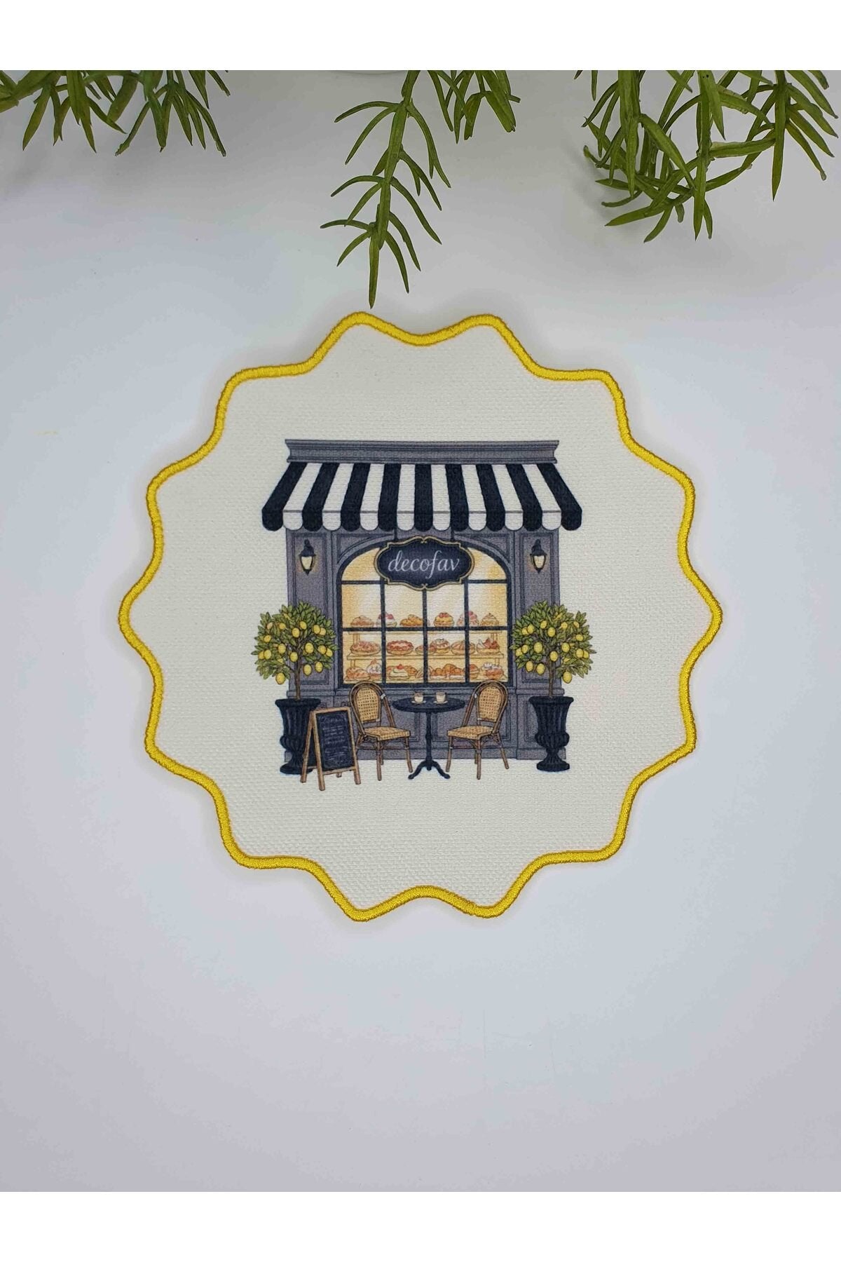 Fresh Lemon Cafe Delight Desenli Nakış Kenar Kokteyl Peçetesi 1 Adet