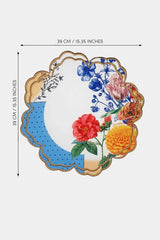 Bloom Çini Motifli ve Çiçekler Tasarım Desenli Altın Nakışlı Amerikan Servis 39x39 cm- 1 Adet