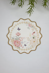 Pastel Rose & Butterfly Scallop Nakış Kenar Kokteyl Peçetesi 1 Adet