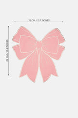 Bow Pembe Kumaş Fiyonk Form Beyaz Nakışlı Amerikan Servis 35x39 cm- 1 Adet