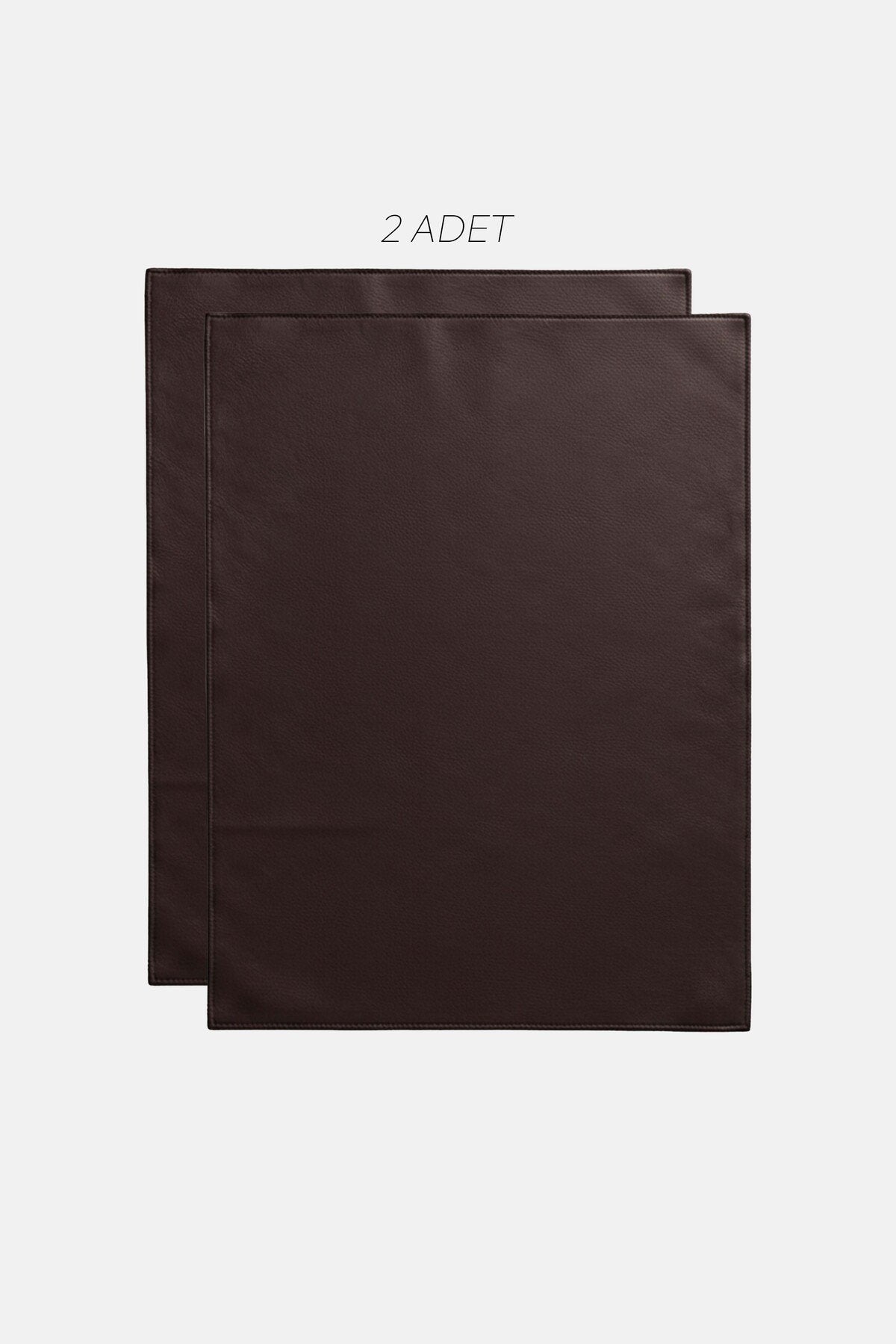 Block Kahverengi Suni Deri Nakışlı Amerikan Servis 2 Adet