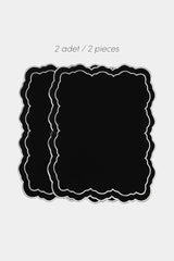 Tableau Siyah Toile Desenli Pembe Nakışlı Amerikan Servis 43x35cm 2 Adet