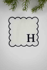 H Harfi Siyah Nakışlı Monogram Patch Kumaş Kokteyl Peçetesi 1 Adet - Decofav | Kırlent, Sofra Tekstili, Kumaş