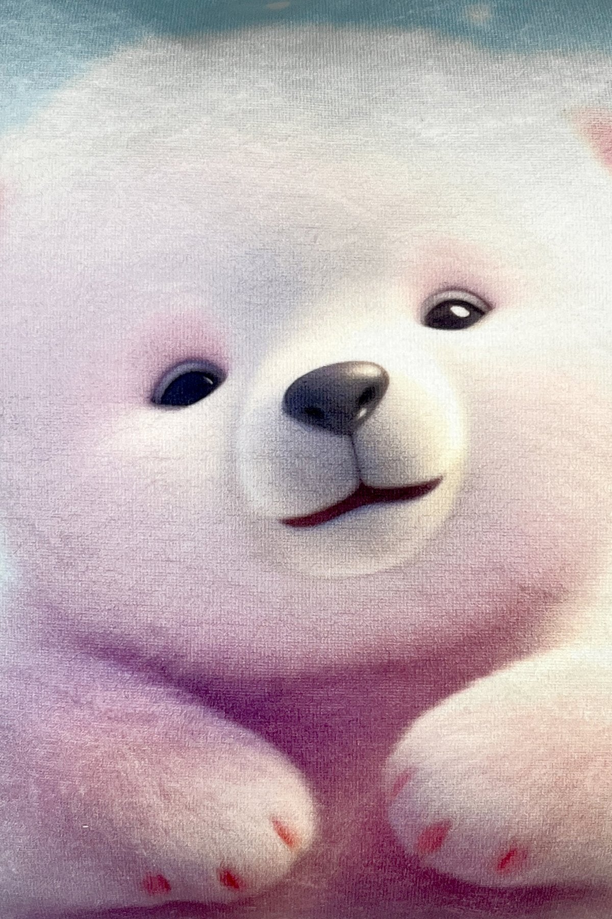 Polar Cuddle – Kutup Ayısı Temalı İç Dolgulu Dijital Baskılı Kadife Çocuk Kırlenti (32x32 cm)