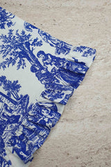 Dekoratif Fırfırlı Saks Toile Fırın Örtüsü – Su İtici Pamuk Karışımlı 43x50 cm