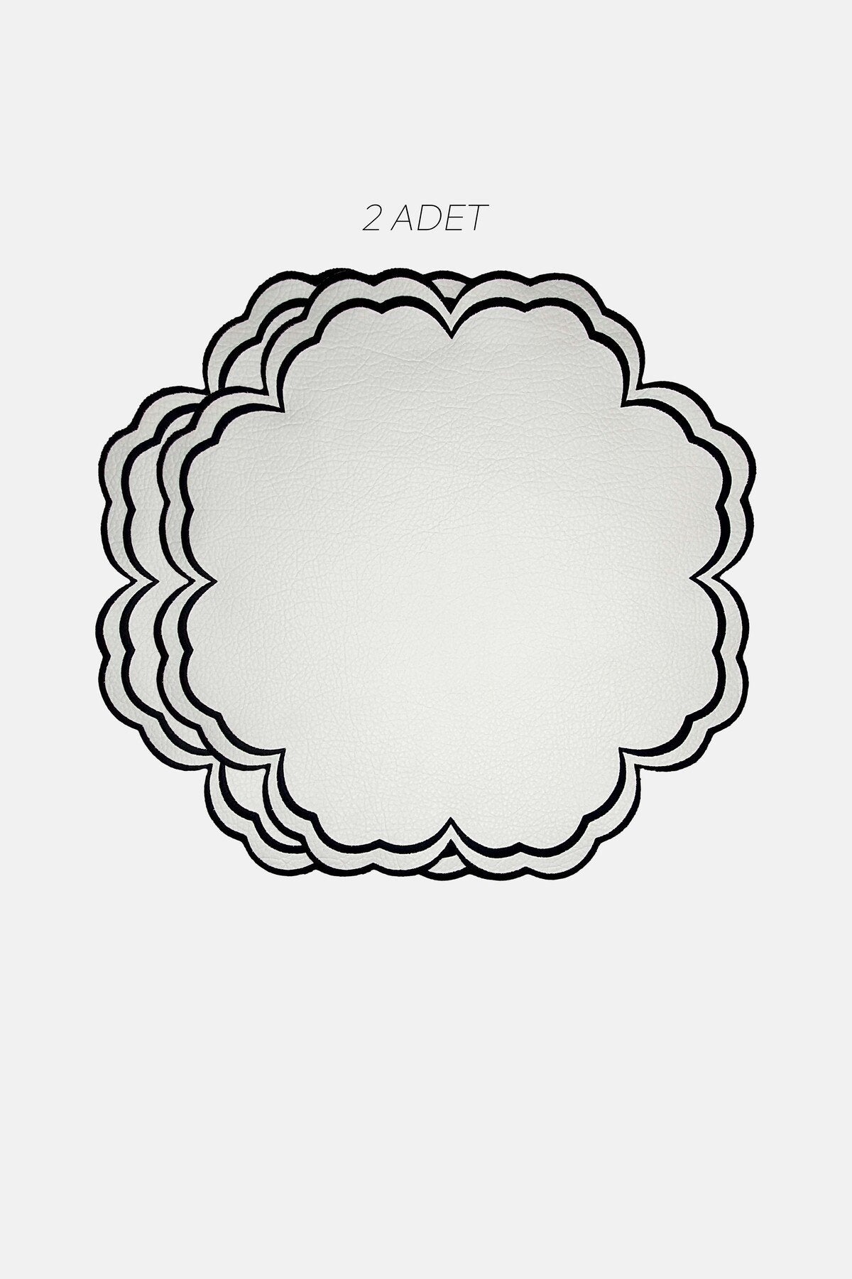 Bloom Beyaz Suni Deri Nakışlı Amerikan Servis 2 Adet