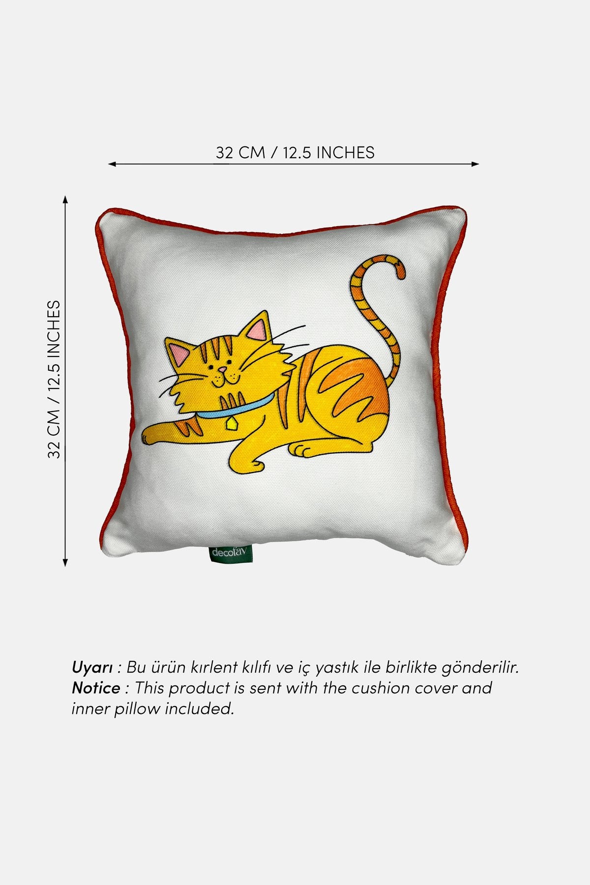 Cozy Cat – Kedi Temalı İç Dolgulu Petek Dokulu Çocuk Kırlenti (32x32 cm)