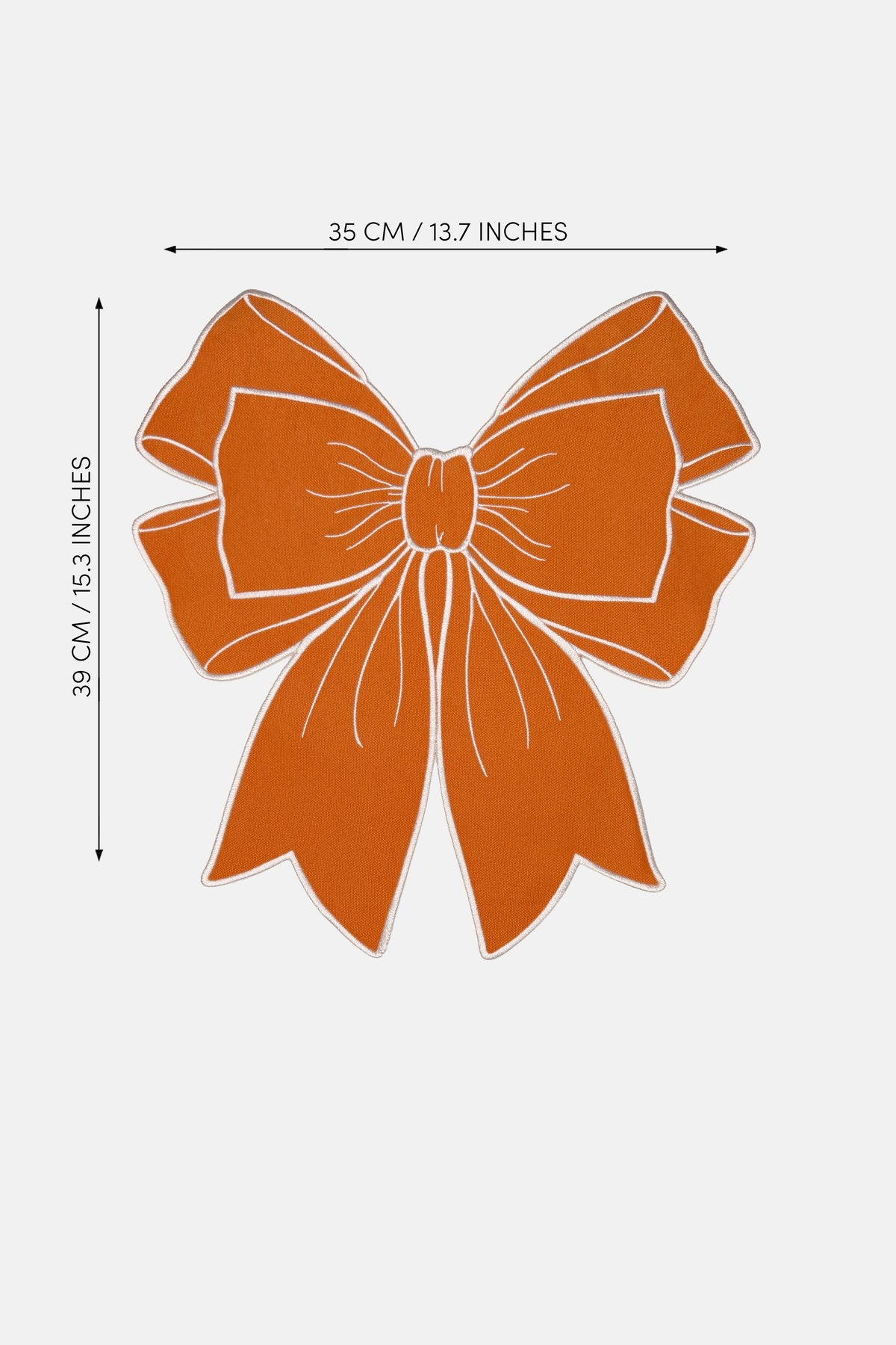 Bow Turuncu Kumaş Fiyonk Form Nakışlı Amerikan Servis 35x39 cm- 1 Adet