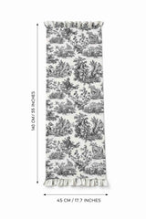 Dekoratif Fırfırlı Gri Toile Runner – Su İtici Pamuk Karışımlı 140x45 cm