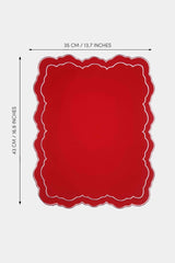 Tableau Kırmızı Toile Desenli Pembe Nakışlı Amerikan Servis 43x35cm 2 Adet