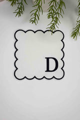 D Harfi Siyah Nakışlı Monogram Patch Kumaş Kokteyl Peçetesi 1 Adet - Decofav | Kırlent, Sofra Tekstili, Kumaş