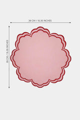 Bloom Pembe Kumaş Kırmızı Nakışlı Amerikan Servis 39x39 cm- 1 Adet
