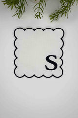 S Harfi Siyah Nakışlı Monogram Patch Kumaş Kokteyl Peçetesi 1 Adet - Decofav | Kırlent, Sofra Tekstili, Kumaş
