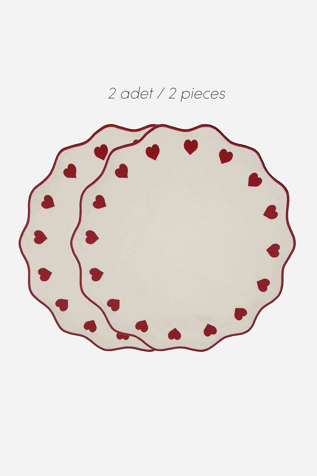 Corazon Ekru Üzeri Kırmızı Nakışlı Amerikan Servis 39x39 cm- 1 Adet