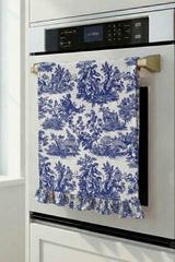 Dekoratif Fırfırlı Saks Toile Fırın Örtüsü – Su İtici Pamuk Karışımlı 43x50 cm