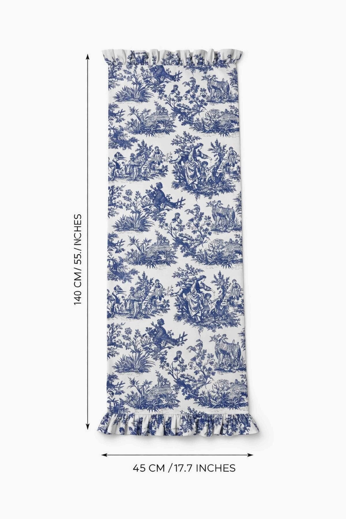 Dekoratif Fırfırlı Saks Toile Runner – Su İtici Pamuk Karışımlı 140x45 cm