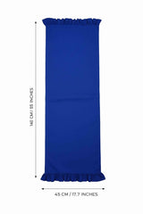Dekoratif Fırfırlı Saks Mavi Runner – Su İtici Pamuk Karışımlı 140x45 cm