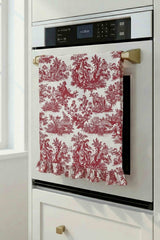 Dekoratif Fırfırlı Bordo Toile Fırın Örtüsü – Su İtici Pamuk Karışımlı 43x50 cm