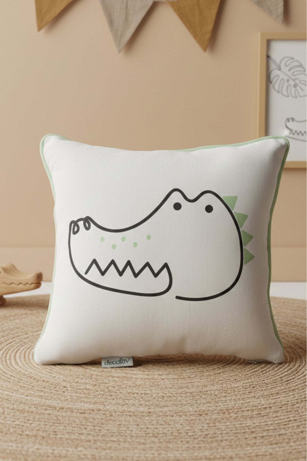 Animal Faces – 4’lü Set Minimal Hayvan Temalı Petek Dokulu İç Dolgulu Çocuk Kırlenti (32x32 cm)