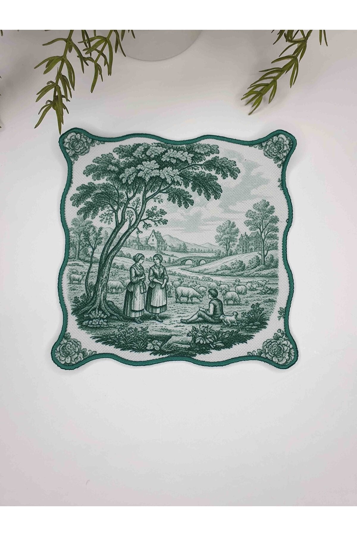 Turkuaz Toile Elegance Serisi Nakışlı Kumaş Kokteyl Peçeteleri 1 Adet