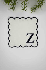 Z Harfi Siyah Nakışlı Monogram Patch Kumaş Kokteyl Peçetesi 1 Adet - Decofav | Kırlent, Sofra Tekstili, Kumaş