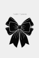 Bow Siyah Kumaş Fiyonk Form Beyaz Nakışlı Amerikan Servis 35x39 cm- 1 Adet