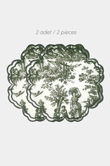 Bloom Yeşil Toile Desenli Yeşil Nakışlı Amerikan Servis 39x39 cm- 1 Adet