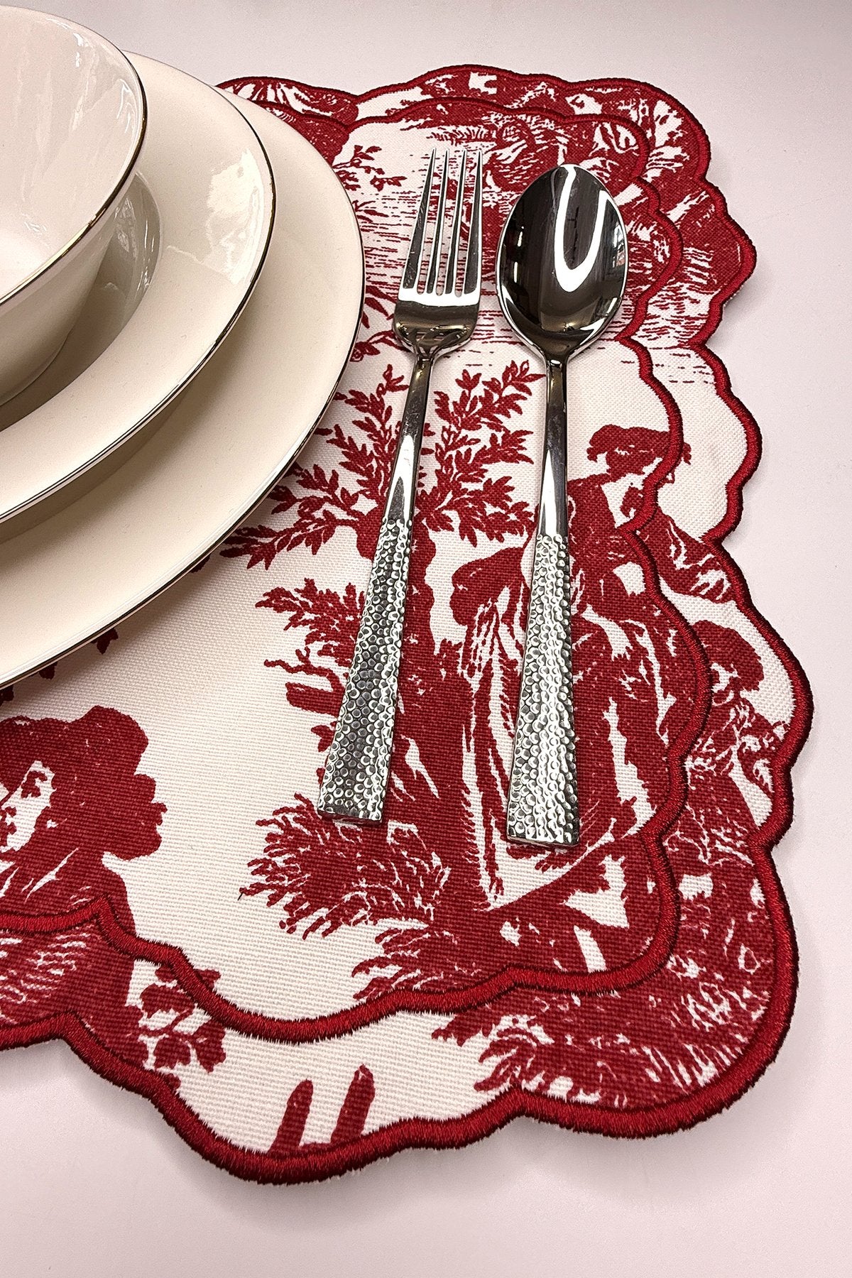 Tableau Bordo Toile Desenli Nakışlı Amerikan Servis 2 Adet