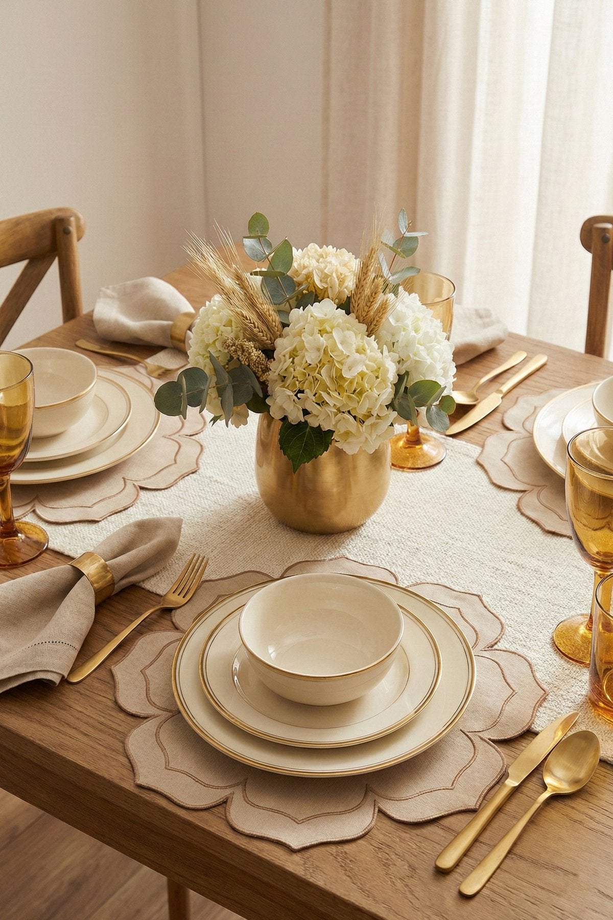 Petra Bej Kumaş Nakışlı Amerikan Servis 40x40cm - 2 Adet