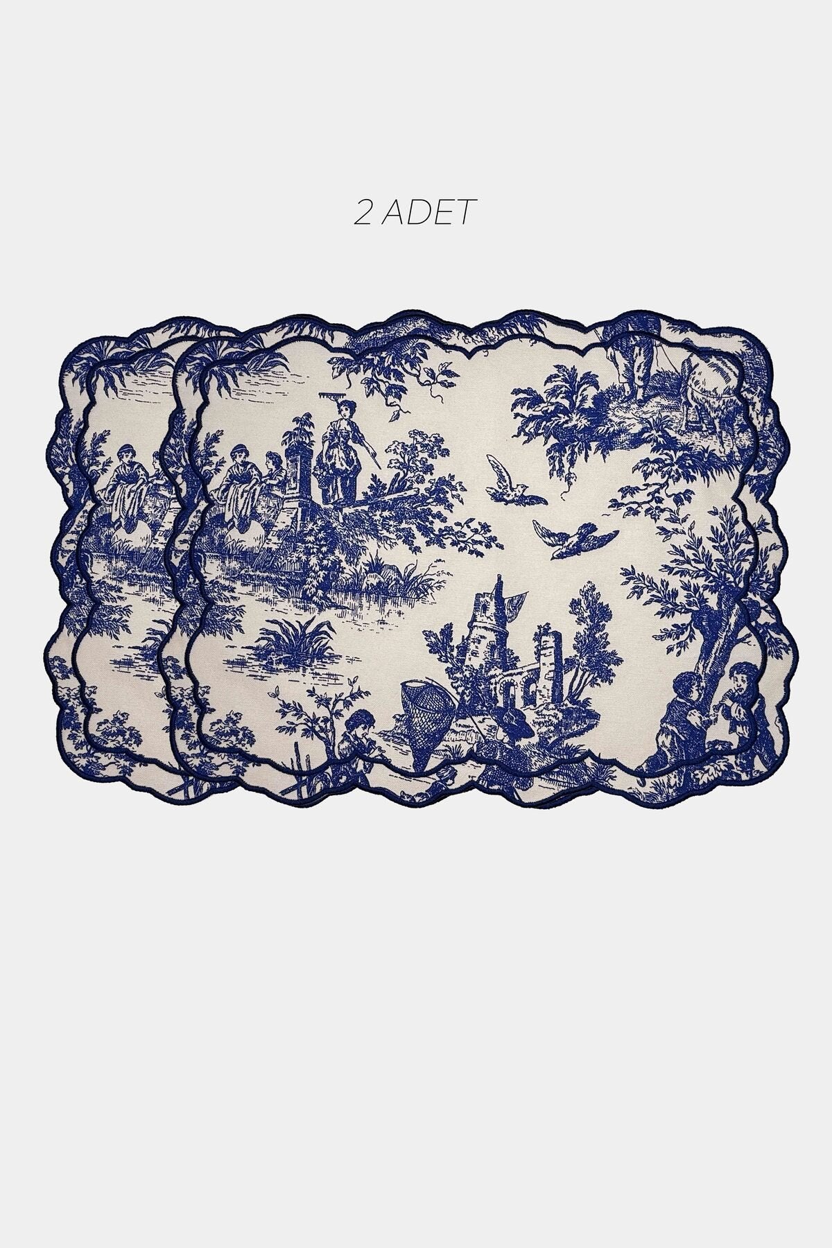 Tableau Saks Toile Desenli Nakışlı Amerikan Servis 2 Adet