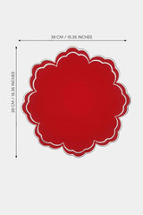 Bloom Kırmızı Kumaş Pembe Nakışlı Amerikan Servis 39x39 cm- 1 Adet