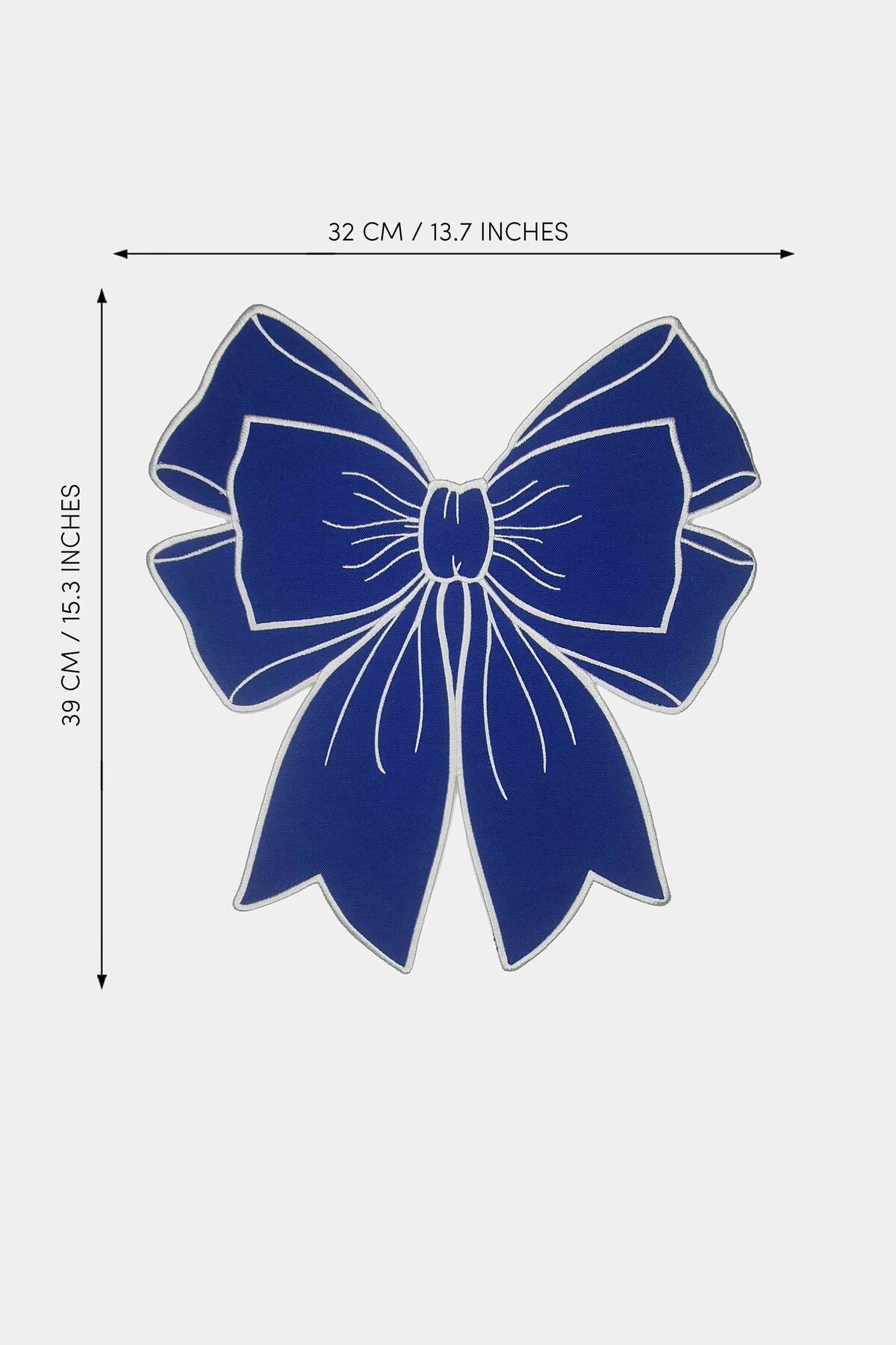 Bow Sax Kumaş Fiyonk Form Beyaz Nakışlı Amerikan Servis 35x39 cm- 1 Adet