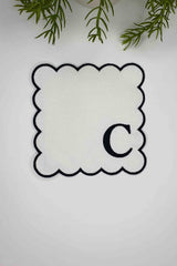 C Harfi Siyah Nakışlı Monogram Patch Kumaş Kokteyl Peçetesi 1 Adet - Decofav | Kırlent, Sofra Tekstili, Kumaş