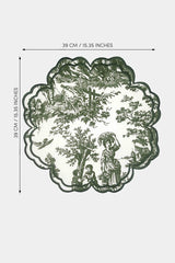 Bloom Yeşil Toile Desenli Yeşil Nakışlı Amerikan Servis 39x39 cm- 1 Adet